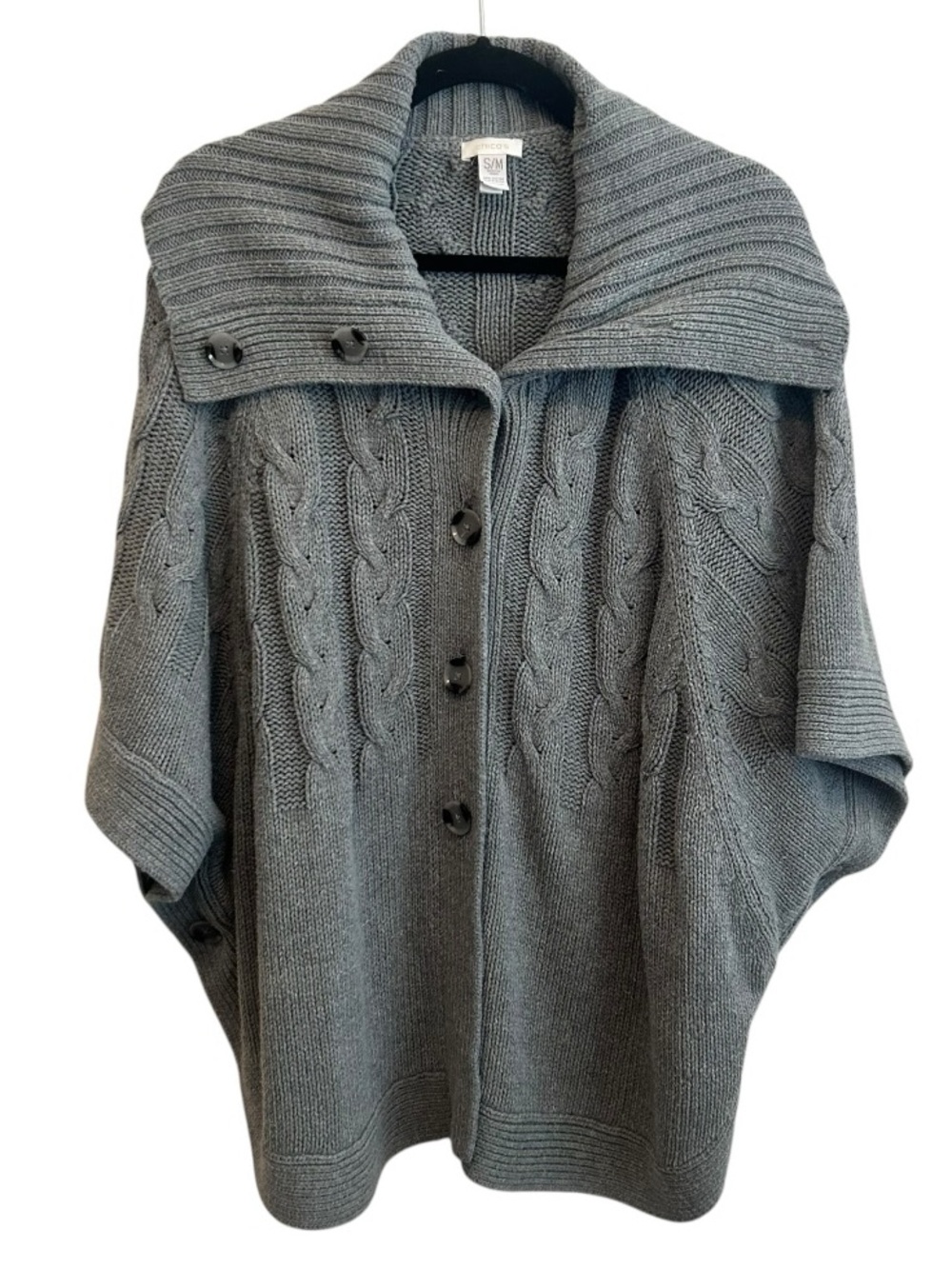 Chico’s Grey Poncho Style Cardigan Size S/M